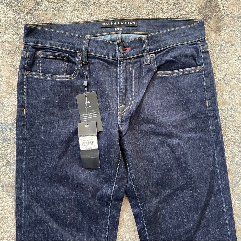 Ralph Lauren Dark Blue Wash 106 Flare Denim jeans size 30 NWT $365 - Picture 2 of 6